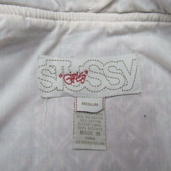 STUSSY Women's Zip Up Skater Hoodie Brown Geometric Pattern Juniors Medium - Picture 11 of 14